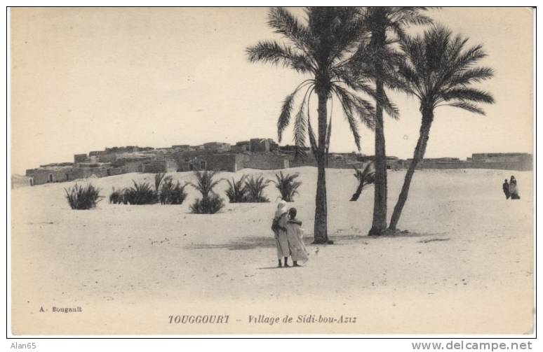 Touggourt Algeria, Village of Sidi-bou-Aziz, Walled Town on c1910s Vintage Postcard