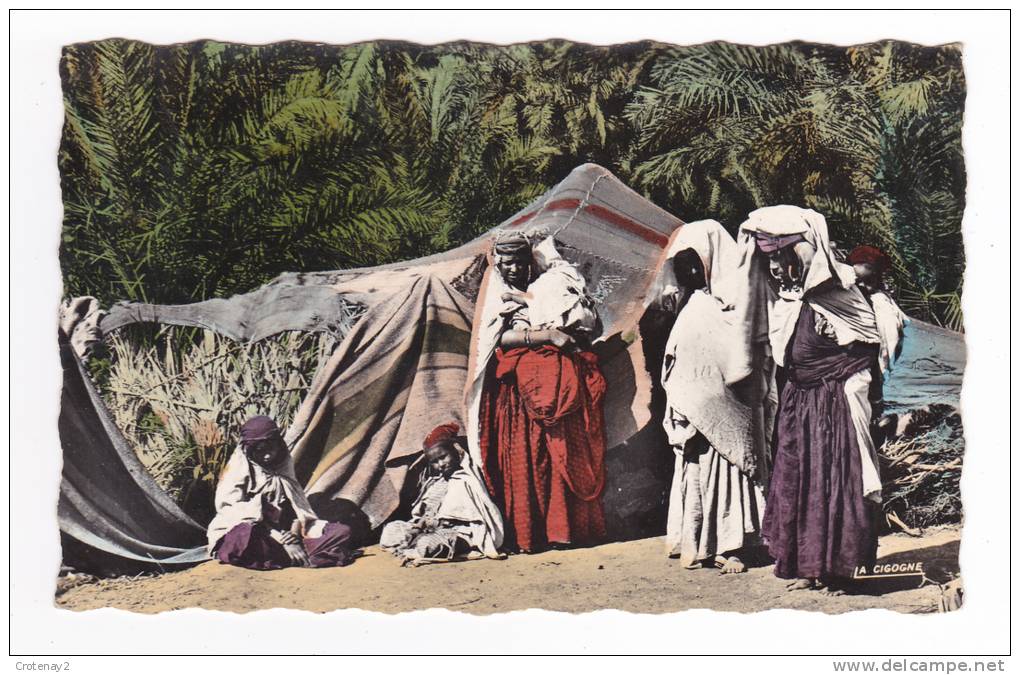 Collection Saharienne N°50 018 Famille Nomade dans l'Oasis Carte écrite de Touggourt