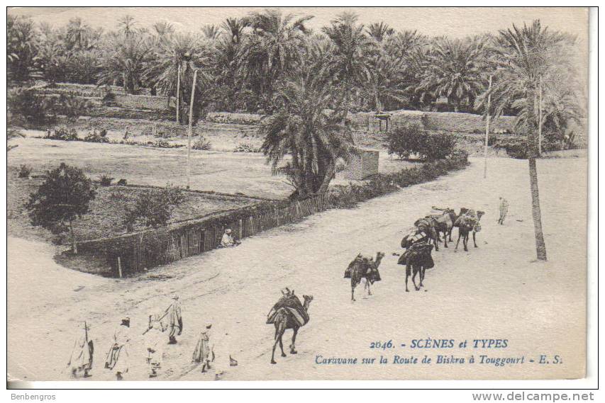 Scènes et types  caravane sur la route de Biskra à Touggourt