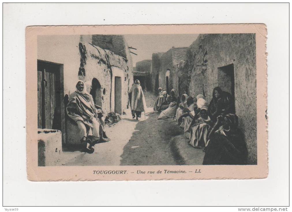 Algérie Touggourt une rue de Témacine animée personnages belle carte écrite en 1947