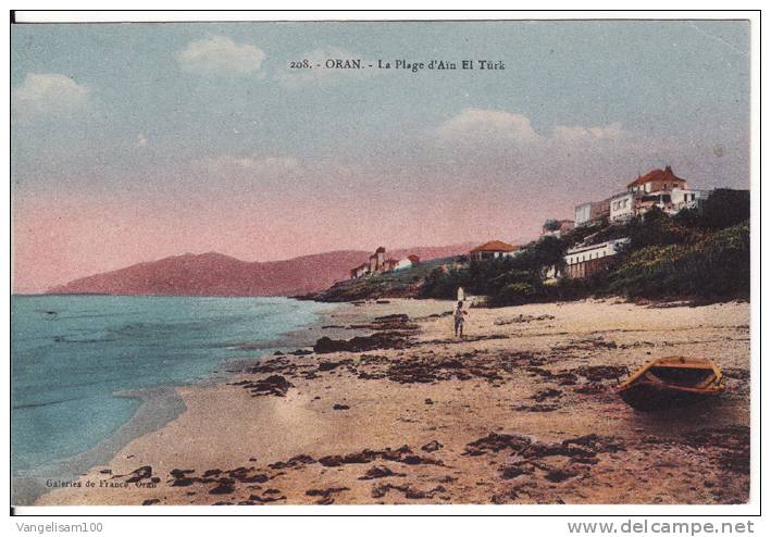 ALGERIA ORAN, Old Coloured Post Card, La Plage d' Ain El Turk, USED