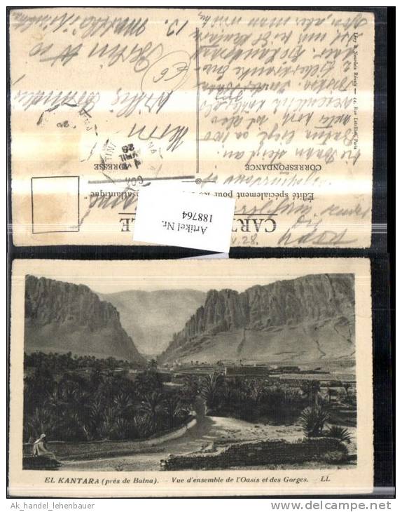 188764,Algerien Algerie El Kantara b. Batna Vue densemble de lOasis et des Gorges Ansicht