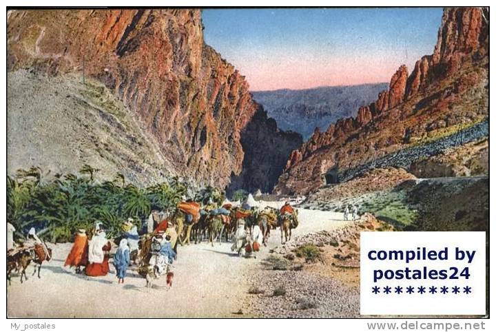 wf49833 El Kantara Les Gorges El Kantara Karawane
