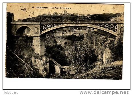 Constantine le pont El Kantara ( deux timbres français surchargés Algérie