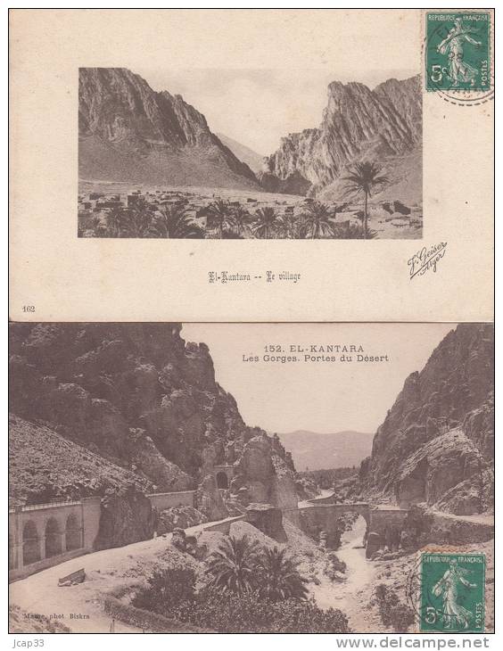 ALGERIE  -  EL KANTARA  -  2 Cartes   Le Village  ;  Les Gorges, Portes du Désert  -