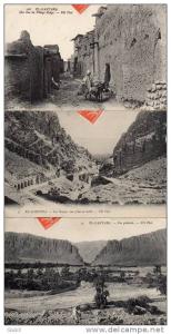 lot 3 CPA - El Kantara (Algérie) - Une rue du village rouge - Les gorges - Vue générale