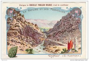 CHROMO didactique Chocolat Poulain La nature et ses merveilles Défilé El Kantara Algérie Sahara Fleurs
