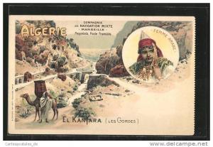 CPA El Kantara, Porträt Araberin, Araber neben seinem Kamel