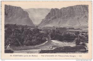 Algérie El Kantara - Près de Batna, vue d´ensemble de l´oasis et des gorges