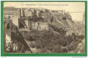cpa   ALGERIE    CONSTANTINE  le pont El Kantara et la passerrelle Sidi M'Cid  ........  RAM1