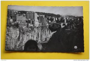 15/9/1955 CPSM de Constantine  Gorges du Rhummel pont d´El-Kantara(Algérie ex colonie française)pr Marseille