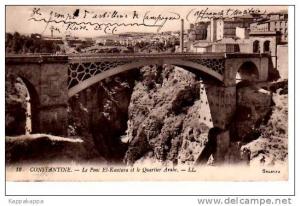 cpa Constantine Algérie Pont El-Kantara quartier Arabe architecture LL
