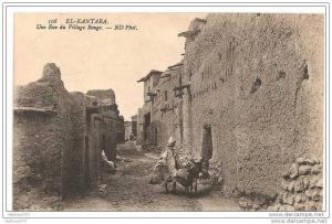 CPA , Algérie , El-Kantara , une rue du Village Rouge , Animation , Ane