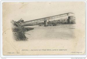 cpa  rare ,  bouira , le viaduc sur l´oued edous aopres la catastrophe , voir le scan