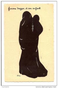 ILLUSTRATEUR LUC.   FEMME HOGGAR ET SON ENFANT  NEUVE