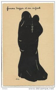 Femme Hoggar et son enfant Silhouette Dessin par Luc