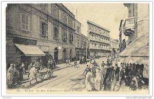 Lot de 4 cpa TUNISIE  TUNIS  - la rue Al-Djazira  -  le théatre minicipal  -  la poste  -Touareg  Hoggar  -