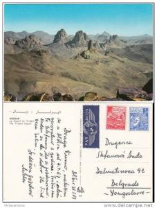 Algeria HOGGAR Le Massif du Trident The Trident Massif postcard used 1967 par avion / /2198