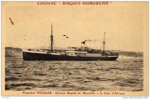 CPA   PAQUEBOT---HOGGAR---SERVI CE RAPIDE DE MARSEILLE A LA COTE D´AFRIQUE---PUBLICITE COGNAC   BISQUIT-DUBOUCHE