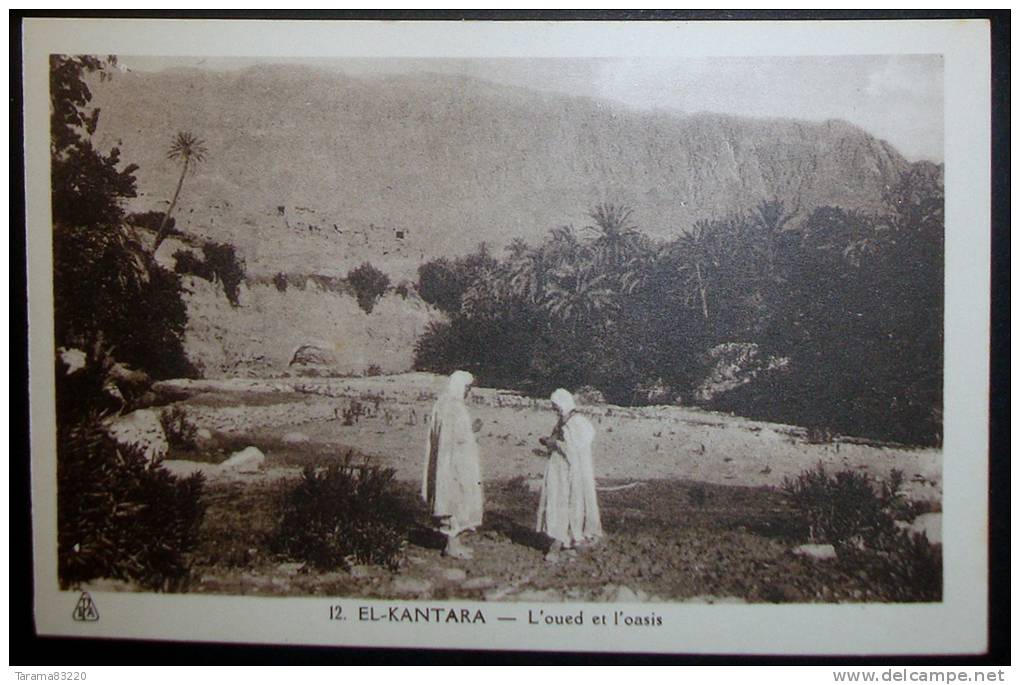 CPA ALGERIE EL KANTARA L'OUED ET L'OASIS ANIMEE