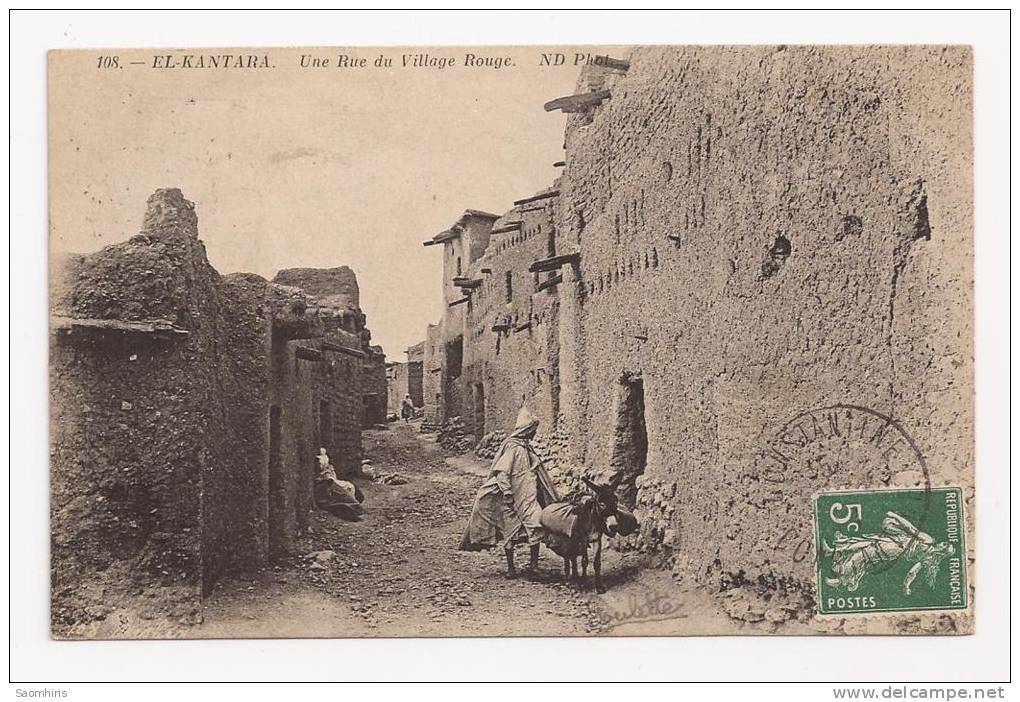 El-Kantara - Une rue du village Rouge - Constantine - Algérie - 2 scans -