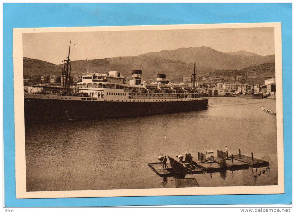port vendres-départ pour alger -du paquebot el kantara-années 30-40-édition yvon