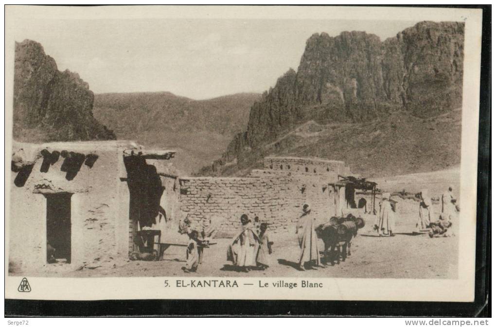carte sépia 5. EL.KANTARA.  Le village Blanc, bien animée