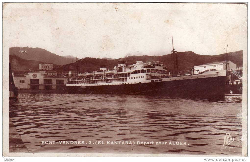 cpsm port Vendres - El Kantara Départ pour Alger