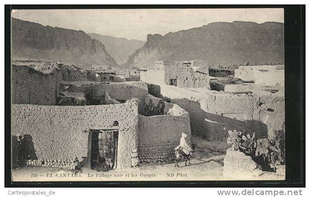 CPA El-Kantara, Le Village noir et les Gorges