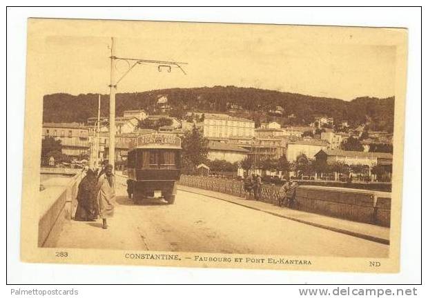 Bus stop, CONSTANTINE, Algeria, Faubourg et Pont El-Kantara, 1910s