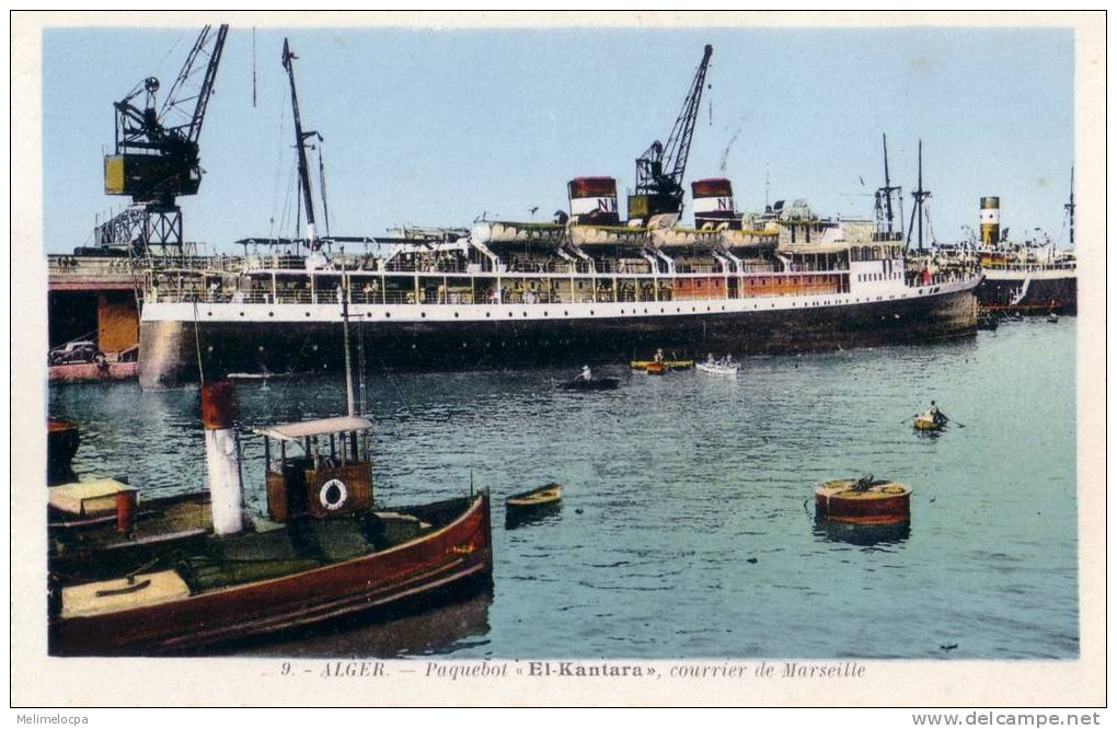 CPA carte postale ancienne AFRIQUE TUNISIE TUNIS Paquebot El-kantara courrier Marseille TBE