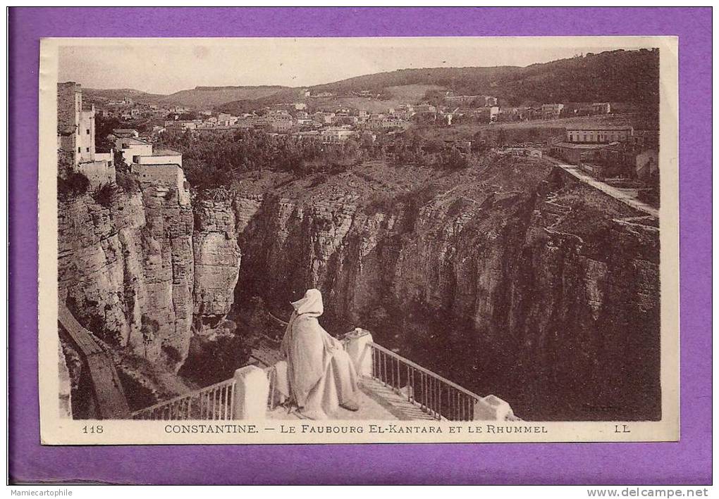 ALGERIE - CONSTANTINE - le Faubourg El-Kantara et le Rhummel - animée