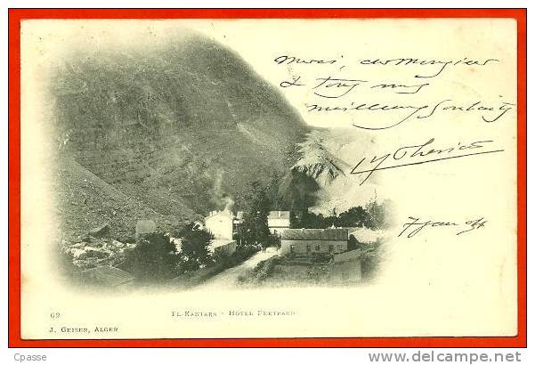 CPA ALGERIE EL-KANTARA (Constantine) Hôtel Bertrand ° Edition Geiser Alger n° 62 ° Très beaux cachets au dos