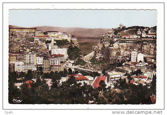 carte 1950 CONSTANTINE / VUE PANORAMIQUE ,ponts el kantara et paserelle sidi m'cid