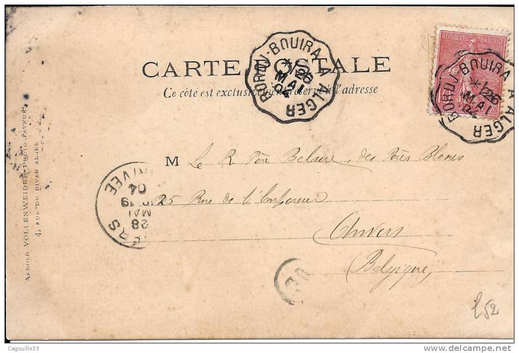 marque postale, convoyeur ligne de Bordj-Bouira à Alger en 0904
