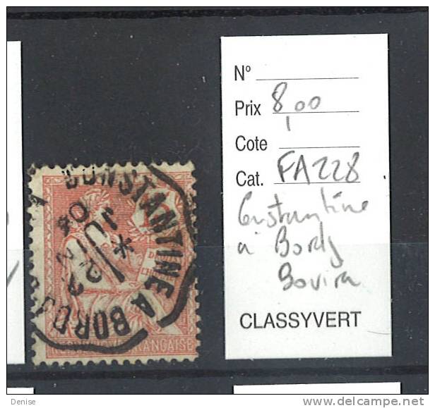 France Type Mouchon oblitéré Constantine à Bordj Bouira  Algérie