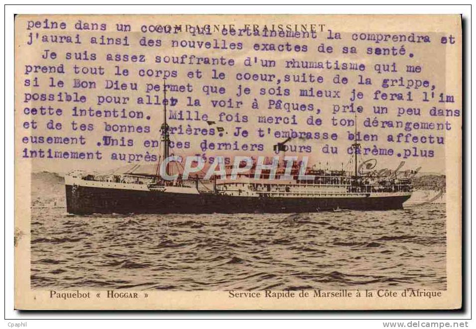 CPA Bateau Paquebot Hoggar Service rapide de Marseille a la Cote