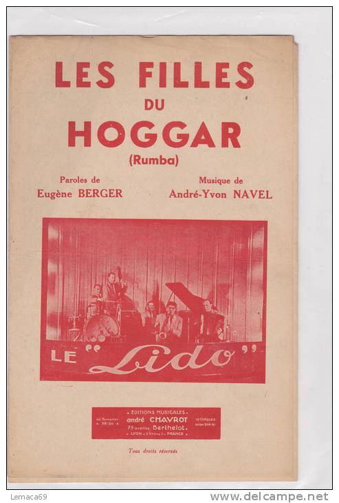 vieille partition les filles du hoggar (rumba) paroles de eugene berger musique de andré-yvon navel