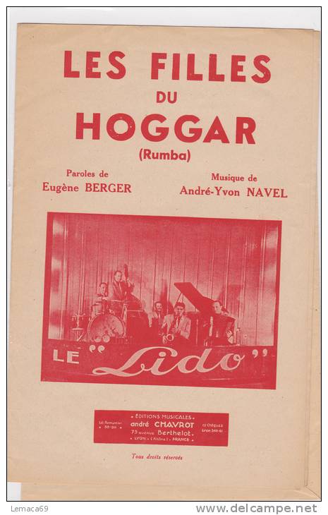 vieille partition les filles du hoggar (rumba) paroles de eugene berger musique de andré-yvon navel