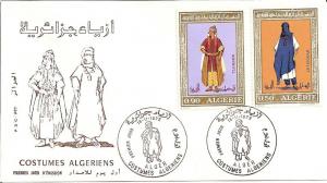 Enveloppe_1er_Costumes Algériens_Tlemcen_Hoggar_ 1972_Tbr   YT N° 557-560