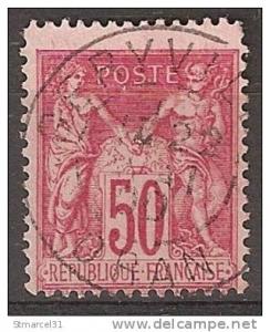 superbe obli Geryville Oran sur n°98 avec RARE superbe variété timbre géant haut de feuille TBE