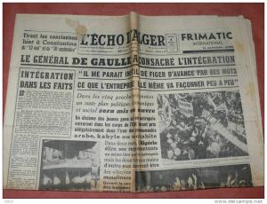 JOURNAL  ECHO D ALGER    4 OCTOBRE 1958 GUERRE D ALGERIE ORAN GERYVILLE TLEMCEN TIABET SIDI BEL ABBES MOSTAGANEM