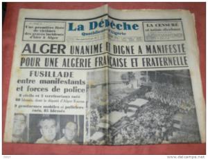 JOURNAL DEPECHE QUOTIDIENNE D ALGERIE      24/25  JANVIER  1960  ORAN GERYVILLE TLEMCEN TIABET SIDI BEL ABBES MOSTAGANEM