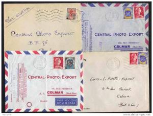 OUARGLA - COLOMB BECHAR - ALGER GARE - GERYVILLE / 1958/60 4 LETTRES AVION POUR COLMAR (ref 3482)