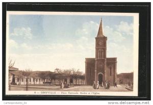 CPA Geryville, Place Nationale, Ecoles et l`Eglise