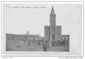 ALGERIE )) GERYVILLE  Place nationale, Eglise et les écoles  N° 6