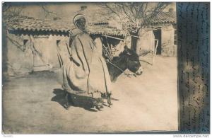 ALGÉRIE - Carte photo villageois sur un âne postée à GERYVILLE en 1903