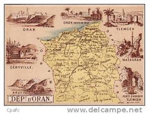 1900 carte géographique département d'Oran -Géryville,Tlemcen,Mazagr an