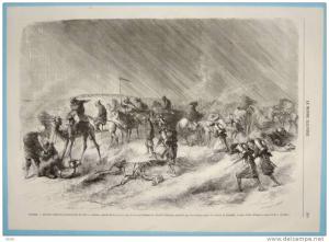 ALGERIE, colonne mobile de Geryville après le combat de Khreder   gravure   1868
