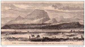 DESSIN GRAVURE 19ème  ALGERIE  FIGHIG GRANDE OASIS  EXPEDITION DE LA COLONNE DE GERYVILLE